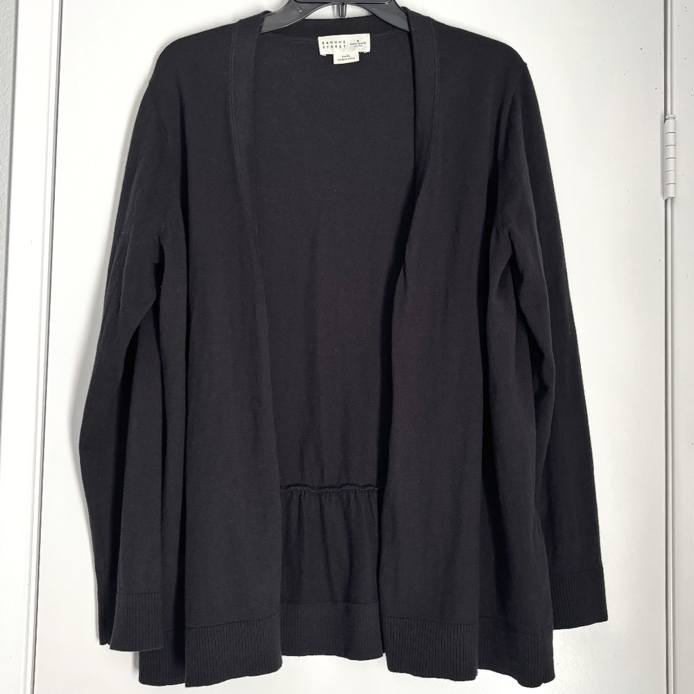 KATE SPADE ♠️ Broome Street Peplum Cardigan Black Sz xl